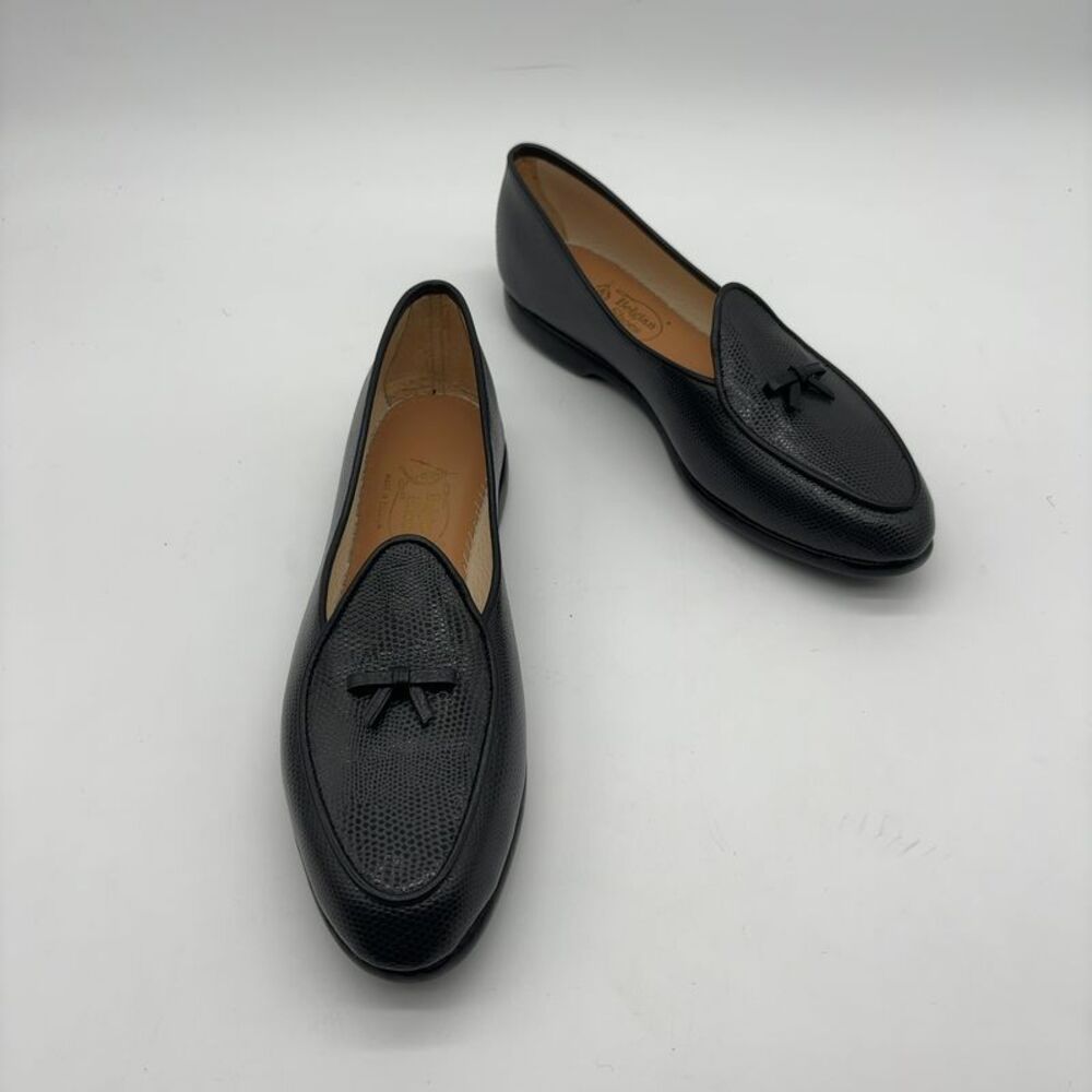 Belgian Shoes Midinette Grey Lizard Calf Loafers